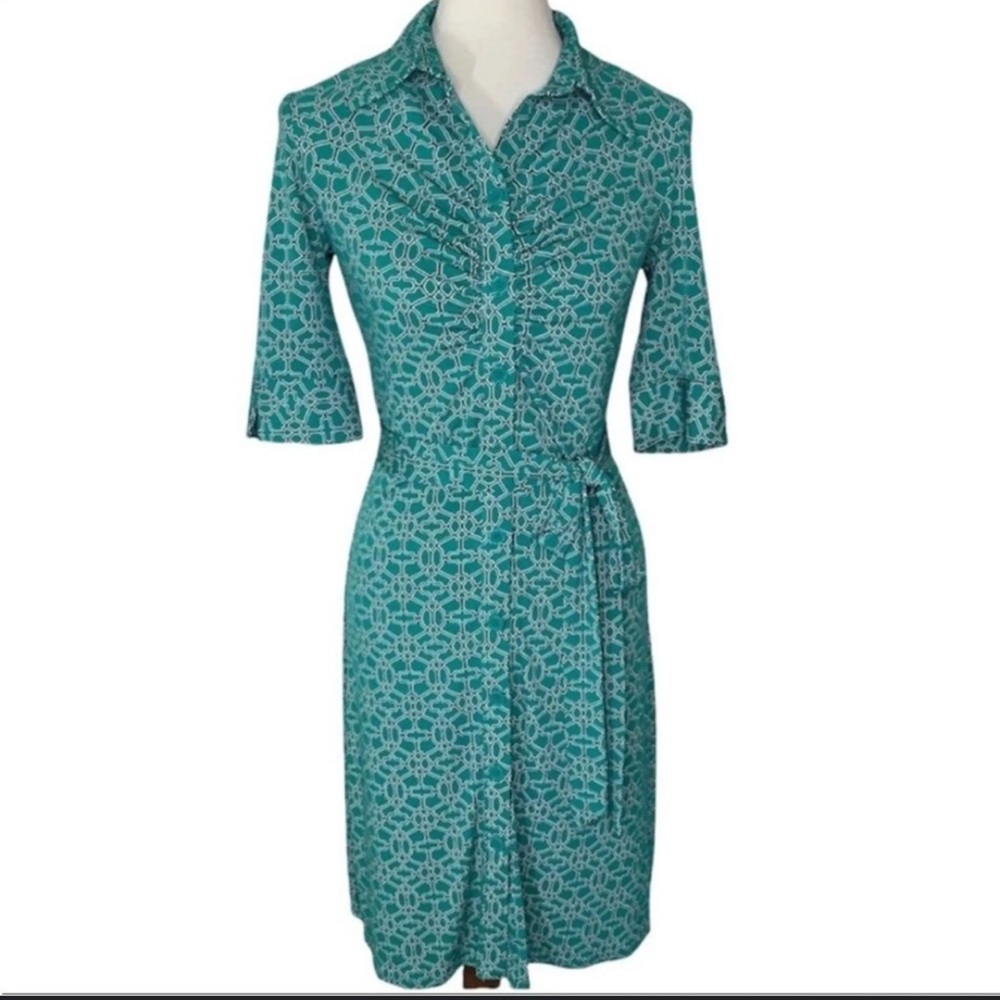Laundry by Shelli Segal Teal Patterned Mini Dress